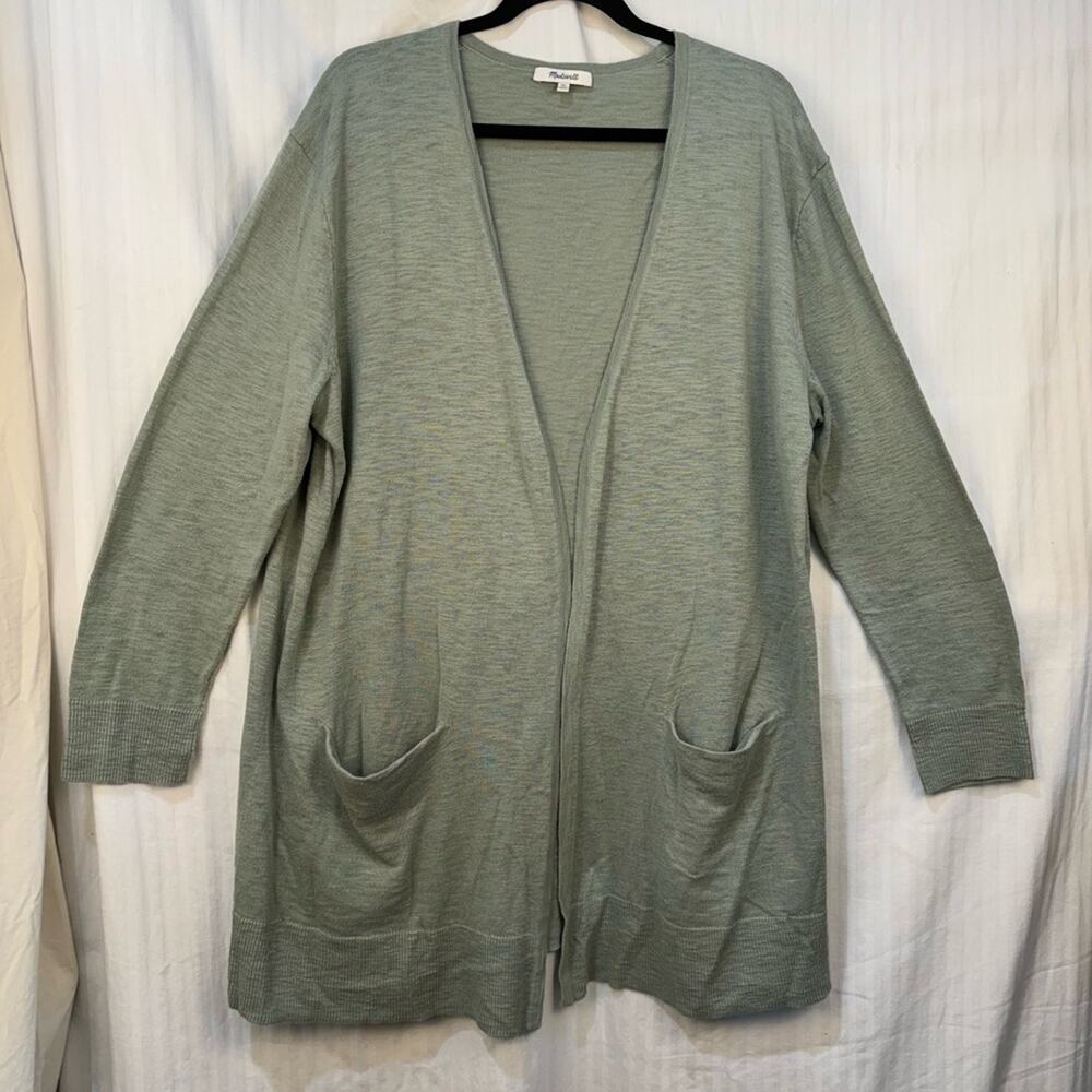 Madewell Light Green Open Cardigan Women’s Size X-Large Cotton Blend Lightweight